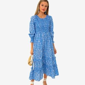 Tuckernuck Pink City Prints Cornflower Floral Lolita Isabel Dress Size Small